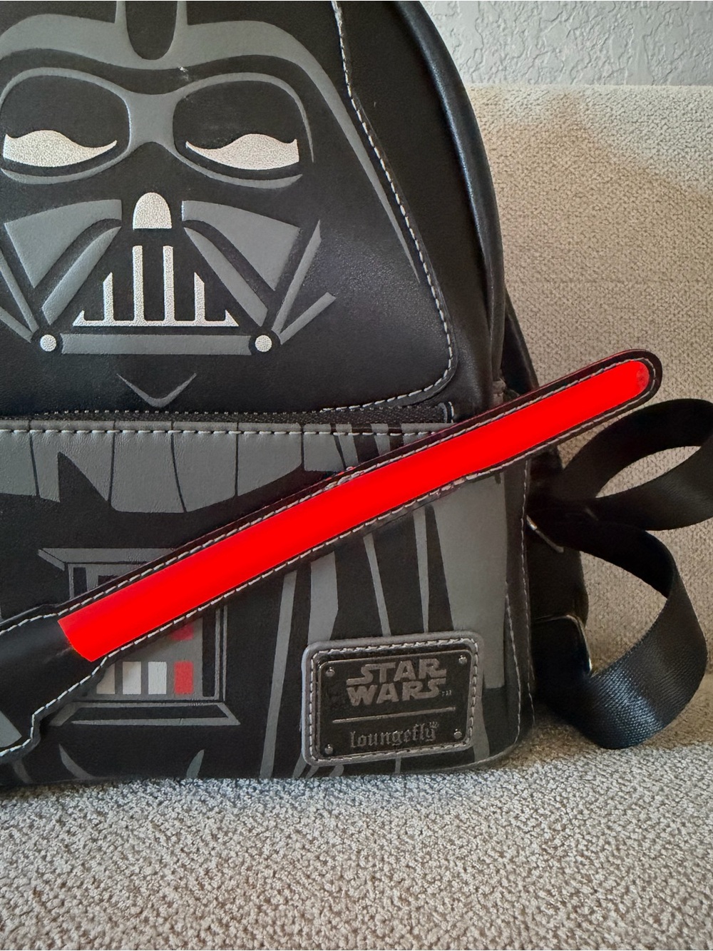 Loungefly Star Wars Darth Vader Mini Backpack with Red Lightsaber Accent